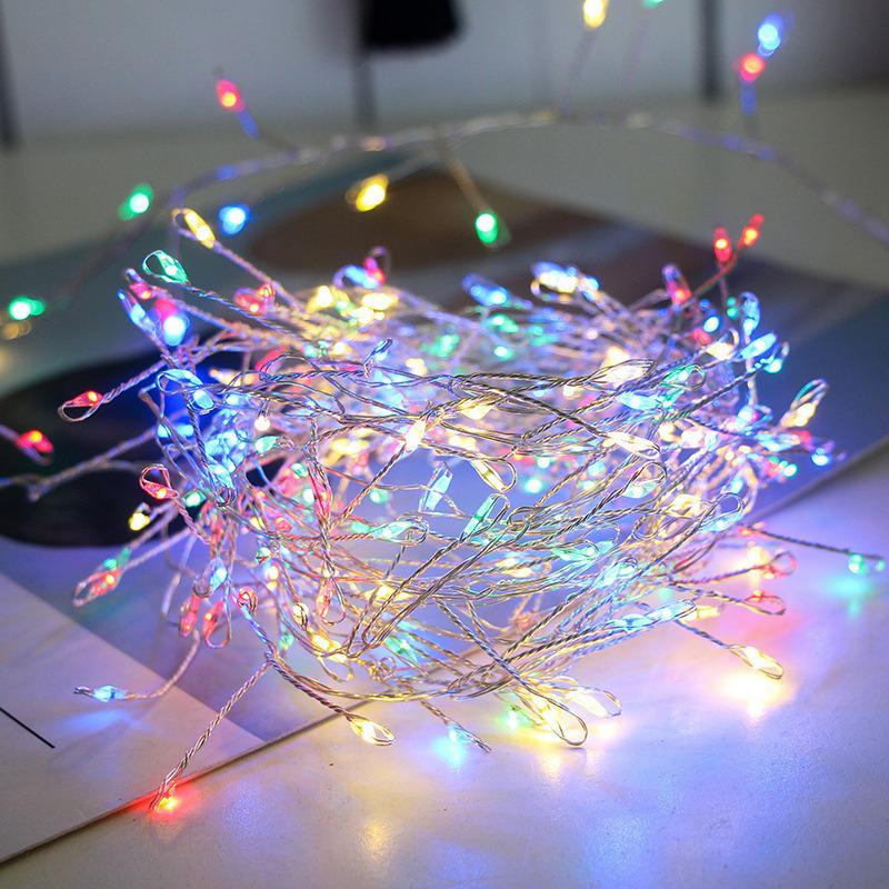 Solar Copper LED Firecracker String Lights – Multi-Function Christmas Tree Decorations