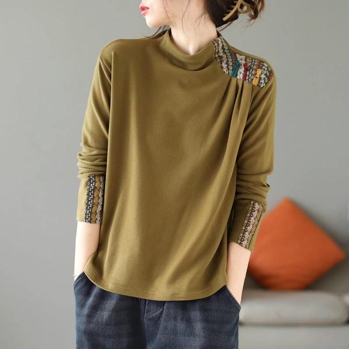 

Етнічний стиль Однотонна Вельветова Базова Сорочка з Довгим Рукавом для Жінок На Весну Комфортний Внутрішній та Зовнішній Одяг 4XL жовтий