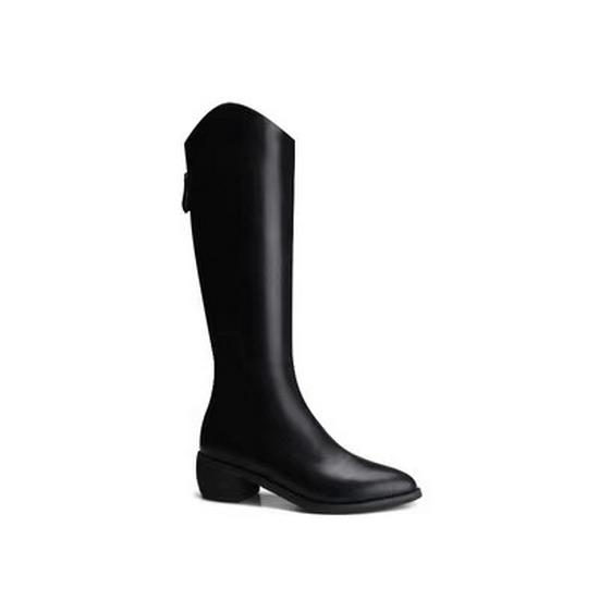 V-Mouth Pointed Toe Black Western Cowboy High Tube Knight Boots 2025