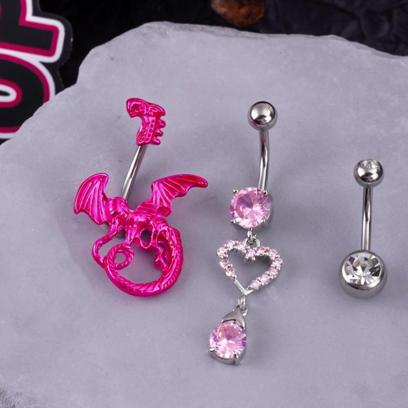 Spinnenbauchpiercing Anhänger Edelstahl Zirkon Herz Bauchnabelring für Frauen Körperpiercing Schmuck