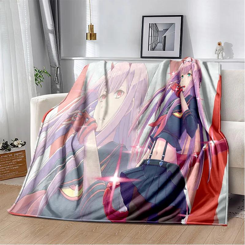 3D Sexy Girl Zero Two DARLING In FRANXX Soft Plush Blanket,Flannel Blanket Throw Blanket for Living Room Bedroom Bed Sofa Picnic