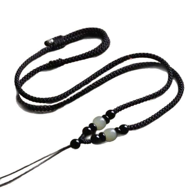 Adjustable Hetian Jade Pendant Lanyard for Men & Women - Red, Black, Brown Necklace Cord