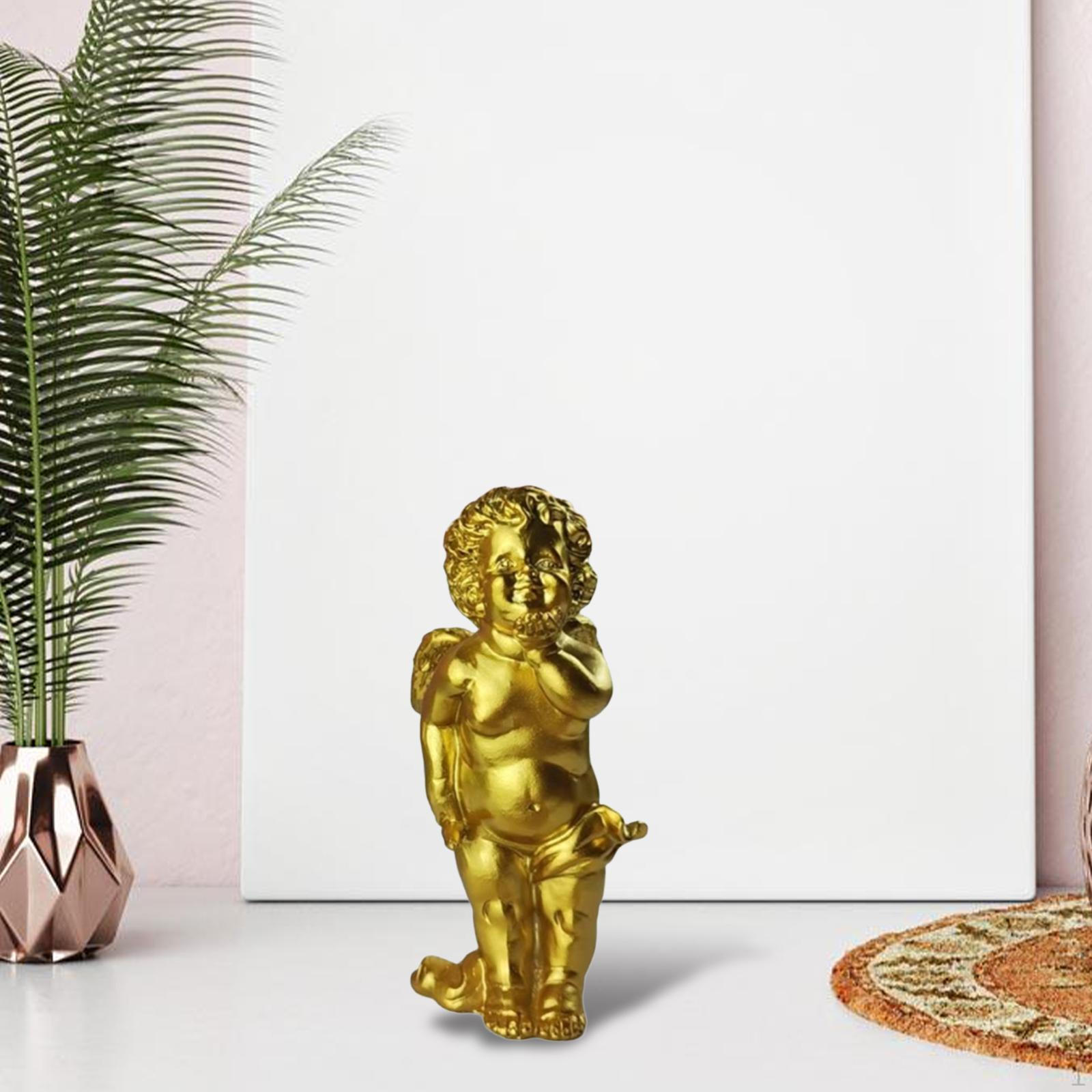 

Angel Figurine Resin Statue Collectible Cherub Sculpture Ornament with Elegant European Suitable for золотий