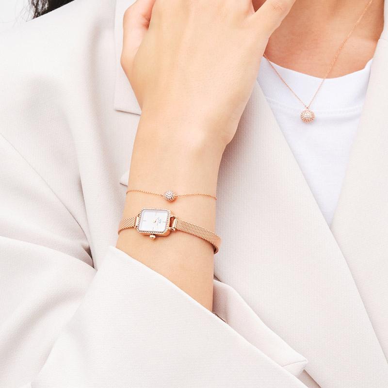 DANIEL WELLINGTON Necklace Light Luxury Combination Set, Zircon, Cubic Zirconia Alloy, Brass Resin Necklace, Same Style for Men and Women N153N625