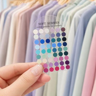 Color Analysis Template Cards 2Pcs Summer Set, Portable Seasonal Palette Makeup Matching Guide Card, Acrylic Personal for Outfits & Season