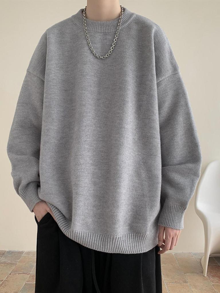 Men's Retro Knit Base Layer - Loose Fit for Autumn & Winter