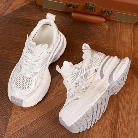 Fashion 10CM Air Mesh Microfiber Leather Summer Ankle Boots Hollow Chunky Sneaker Vulcanize Bling Mixed Color Fsahion Women Shoes