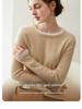 Women's 100% Cashmere Slimming Round Neck Color Block Two-Piece Look Knit Sweater