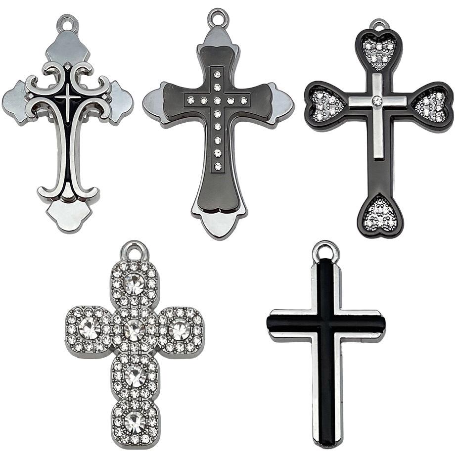 White K Point Alloy Cross Pendants for DIY Jewelry