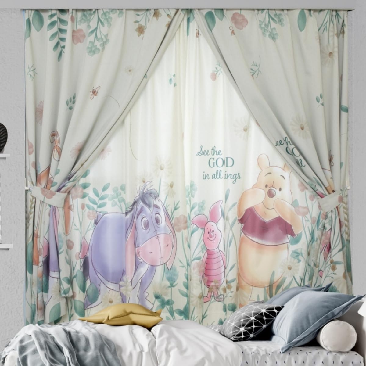 

Дисней Винни Пух Настенное Искусство Набор Штор из 4 Светонепроницаемых Штор и 2 Кружевных 100см Шириной x 150см С изображением и и (2 шторы), Длинный,