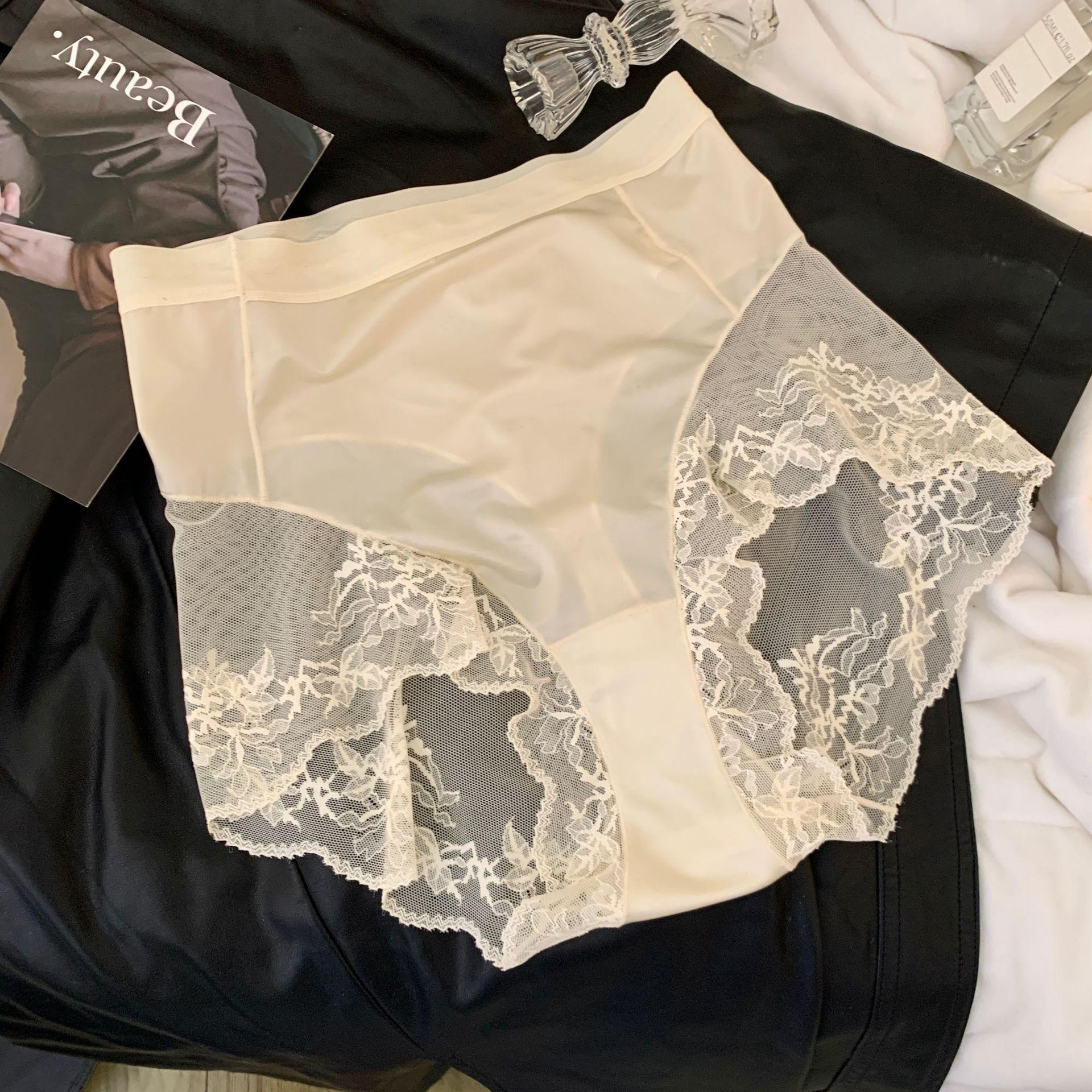 

Женское кружевное антибактериальное нижнее белье из ледяного шелка 10A для весны и лета, быстросохнущее, с высокой посадкой 2XL телесный