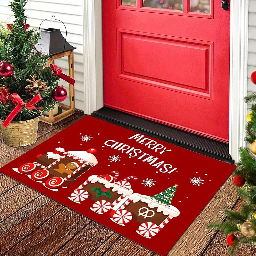 1pc Christmas Snowman Gnomes Doormat , Holiday indoor and outdoor rear front door welcome mat winter door mat.