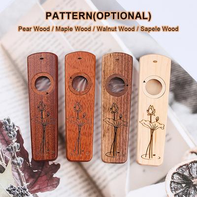 Kazoo din lemn lucrat manual Armonică din lemn cu cutie metalică de depozitare Instrument muzical Jucărie pentru copii Adulți Instrument de suflat