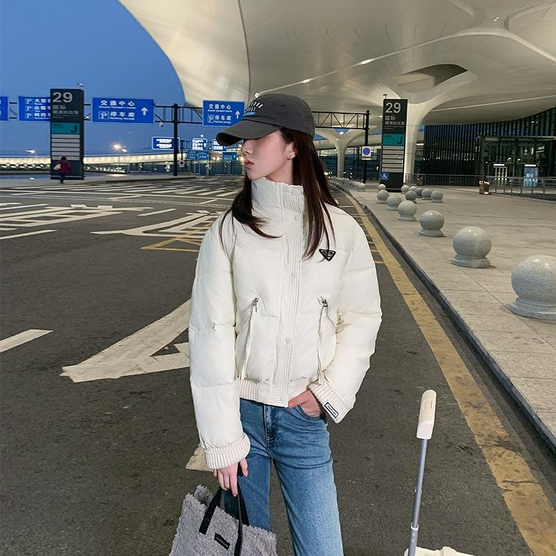 Fashion stand-up collar cotton-padded clothes Women's short knitted sleeves cotton-padded clothes Small men Winter loose cotton-padded jackets Tide