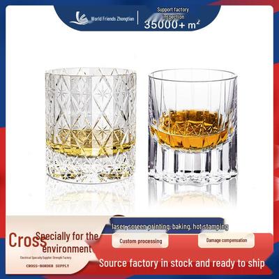 Handcarvat K9-kristallwhiskyglas - Lyxig Edo Kiriko Stjärnburst Design