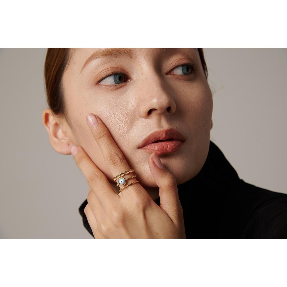 Yhpup Türkischer Teufelsauge Perlenring Neuer Edelstahl Goldener Verstellbarer Fingerring Schmuck für Frauen Bijoux Femme Geschenk
