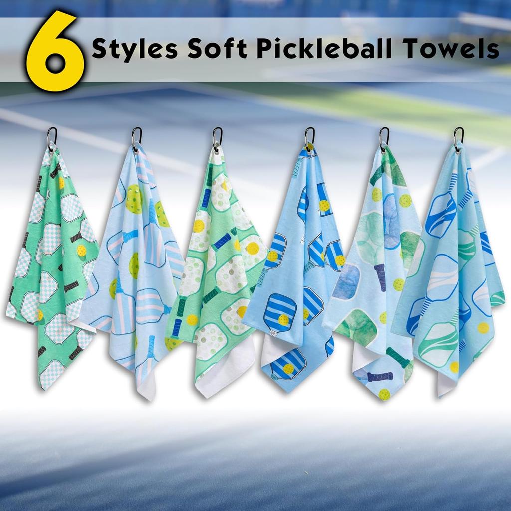 6 Pcs Soft Pickleball Towel 15 x 17 Inch Absorbent Fast Drying Pickleball Towels for Women Sweat Funny Pickleball Gifts for Men Women Hand Towel with