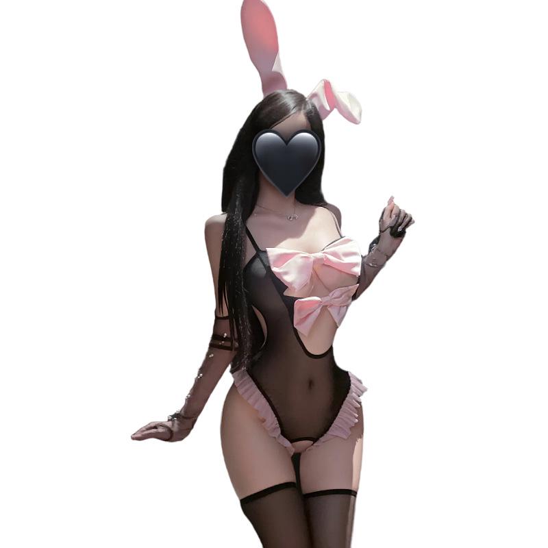 Flirty Backless Crotchless Bunny Bodysuit for Role Play