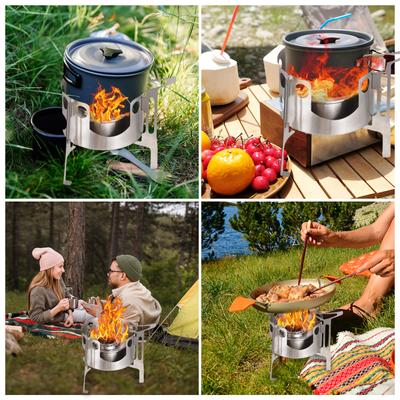 Mini Alcohol Stove For Camping Portable Wood Stove 2 In 1 For Backpacking Emergency Outdoor Coffee