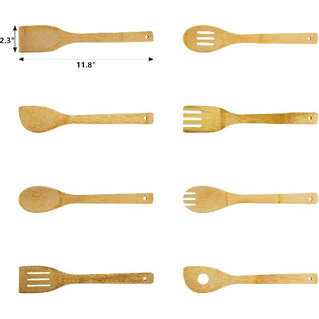 DEAYOU 16 PCS Bamboo Wood Spoons Set, Cooking Utensils for Cookware, Wok, Everyday Use, Mothers Day Gifts, Housewarming Gifts