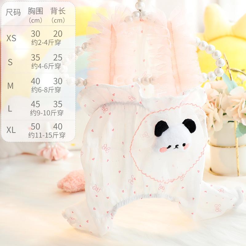 

Штани для носіння собак Мила панда Штани на підтяжках з бантом Одяг Весна Літо Тонкі штани з гарбузом у формі панди Маленькі мереживні підтяжки Маленька собачка XS