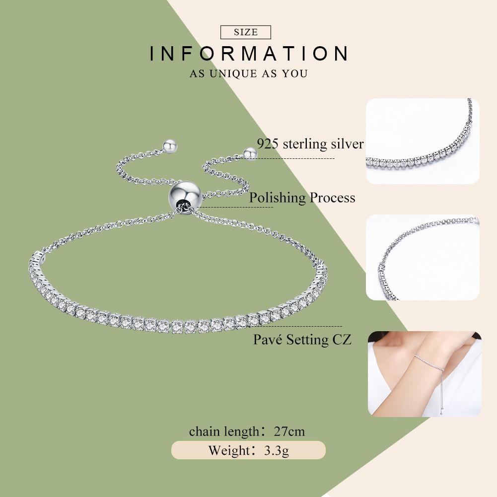 BAMOER Wyróżnione oferty marki 925 Sterling Silver Sparkling Strand regulowana bransoletka