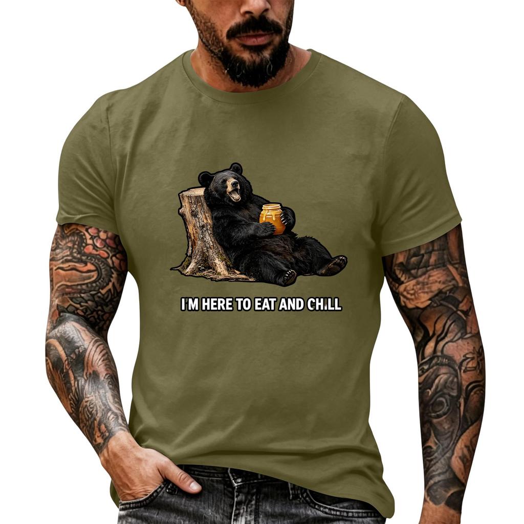 Herren Lustiger Tier-Spruch Print Vintage T-Shirt, Locker Atmungsaktiv Sommer Freizeit Oberteil