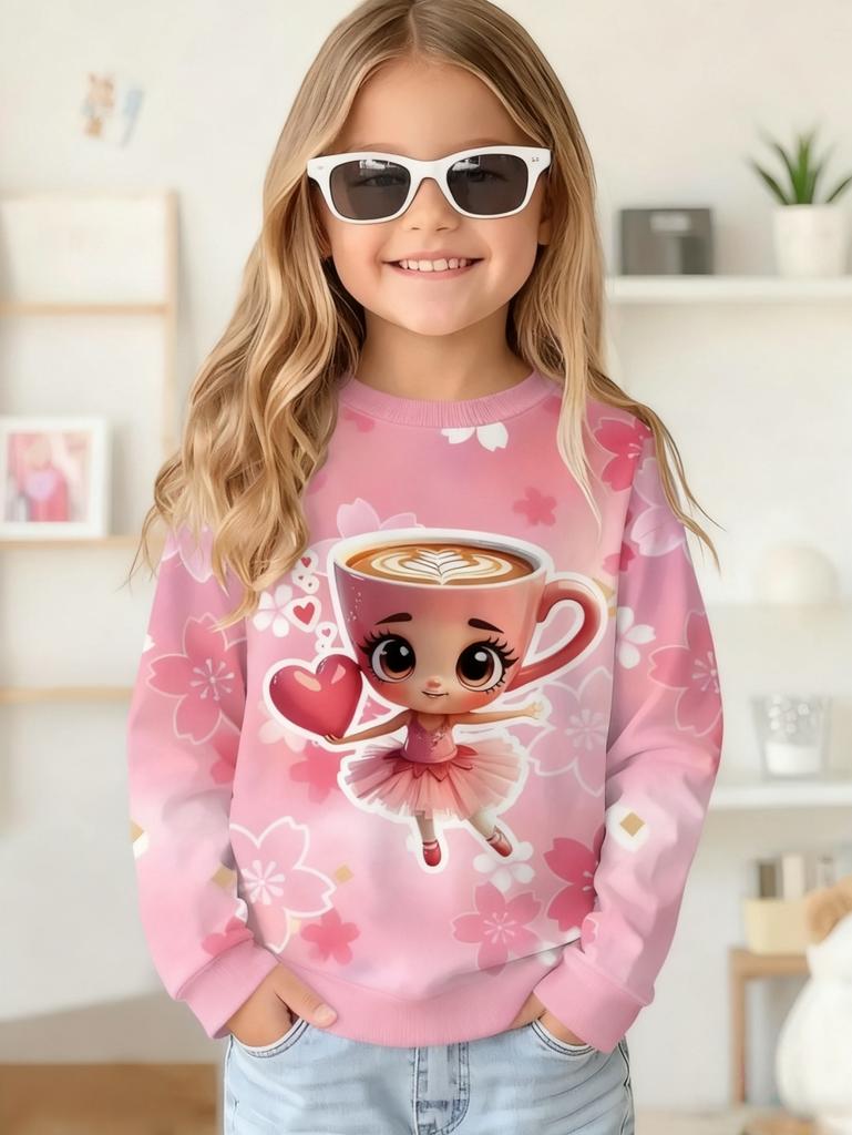 Italian Brainrot Girl Clothes Cute Cappuccina Ballerina Crew Neck Sweatshirts Casual Loose Fit Long Sleeve Autumn Girls Hoodies