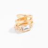 Silver Triple Ring Clip Multi-Layer Square Zircon Stud Earrings Hip Hop Ear Buckle  Party