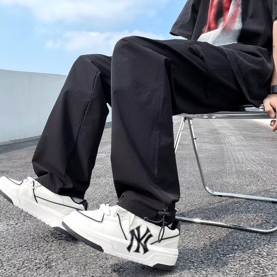 JYL Мужские брюки-карго Летние Корейские На шнурке Подростковые Ins Модные Свободные Повседневные Брюки XXL