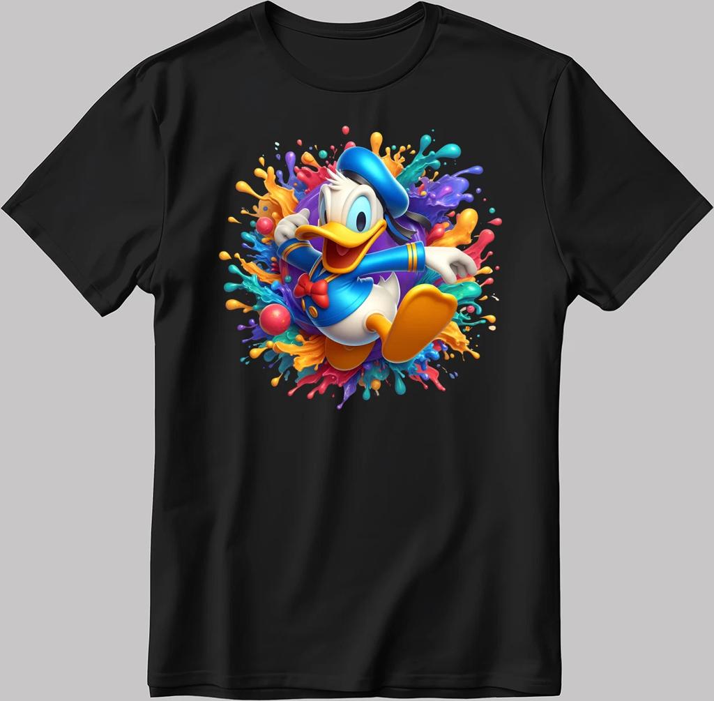 Donald Duck Figure Funny Short Sleeve White-Black Men's / Women's T Shirt C517