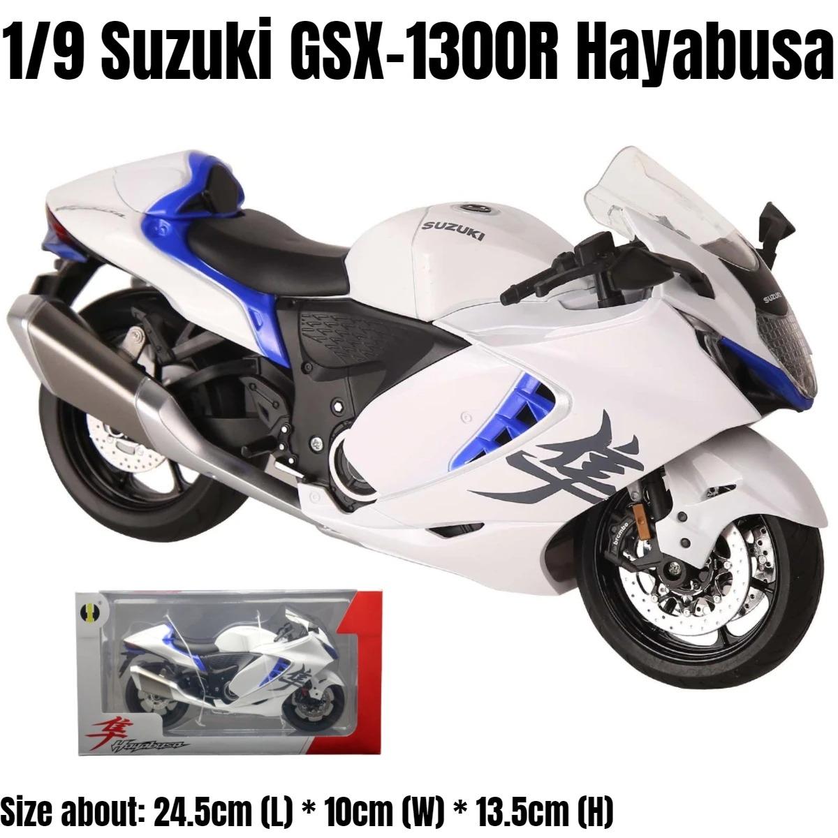

1/9 Suzuki Hayabusa 2023 модель мотоцикла литой игрушечный мотоцикл светло-серый 1/9-Size:24.5*10*13.5cm белый