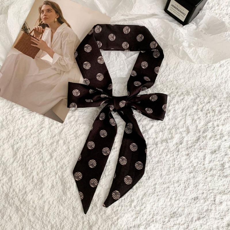 Polka Dot Silk Scarf, Long Strip, High-end, New Retro Versatile Temperament, Neck Decoration, Small Scarf, Headband, Hair Tie, Streamer.