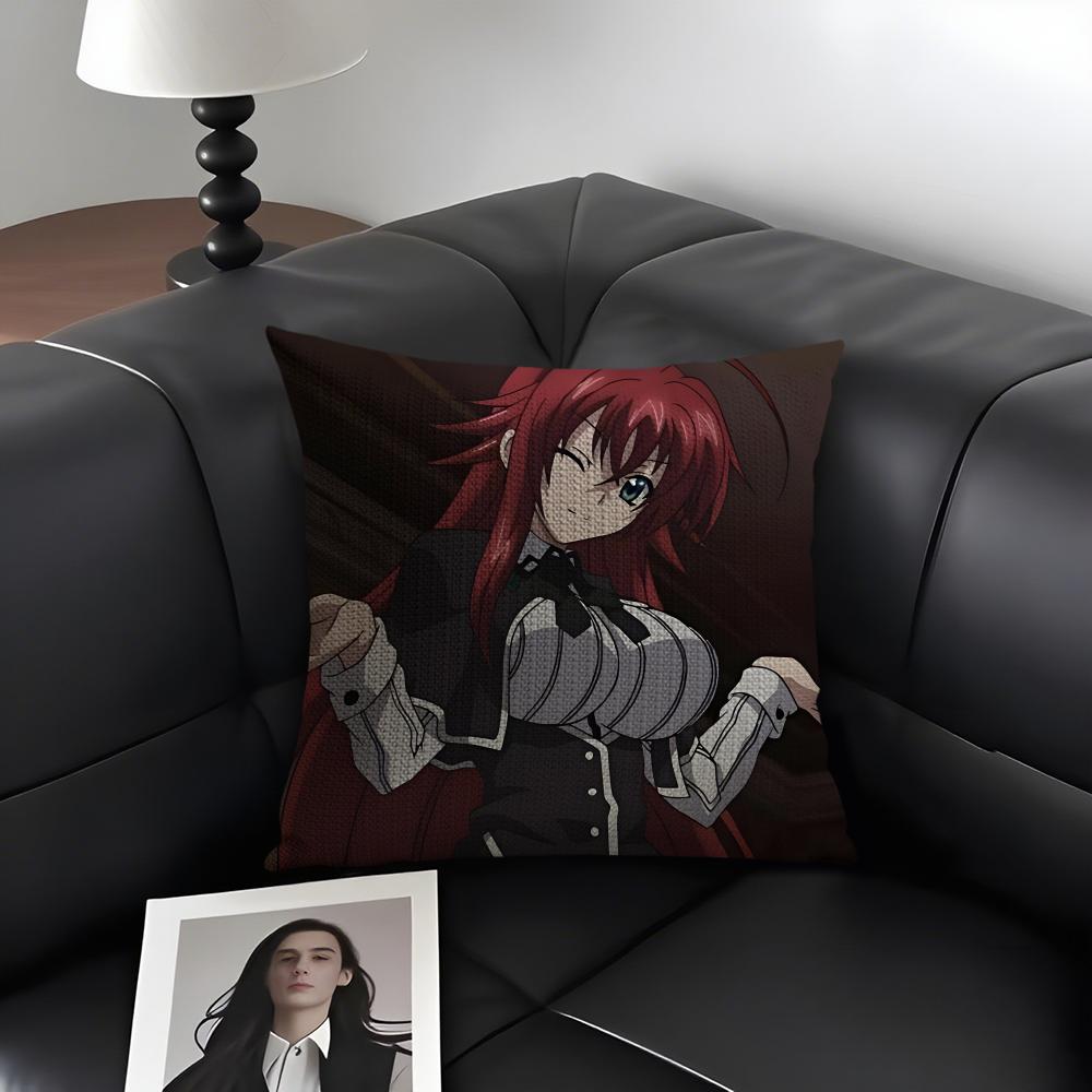 HHigh School DDxD Anime Cushion Cover Natural Linen Organic Fabric DoubleSided Printing Sofa Home Decor Gift Pillow Case