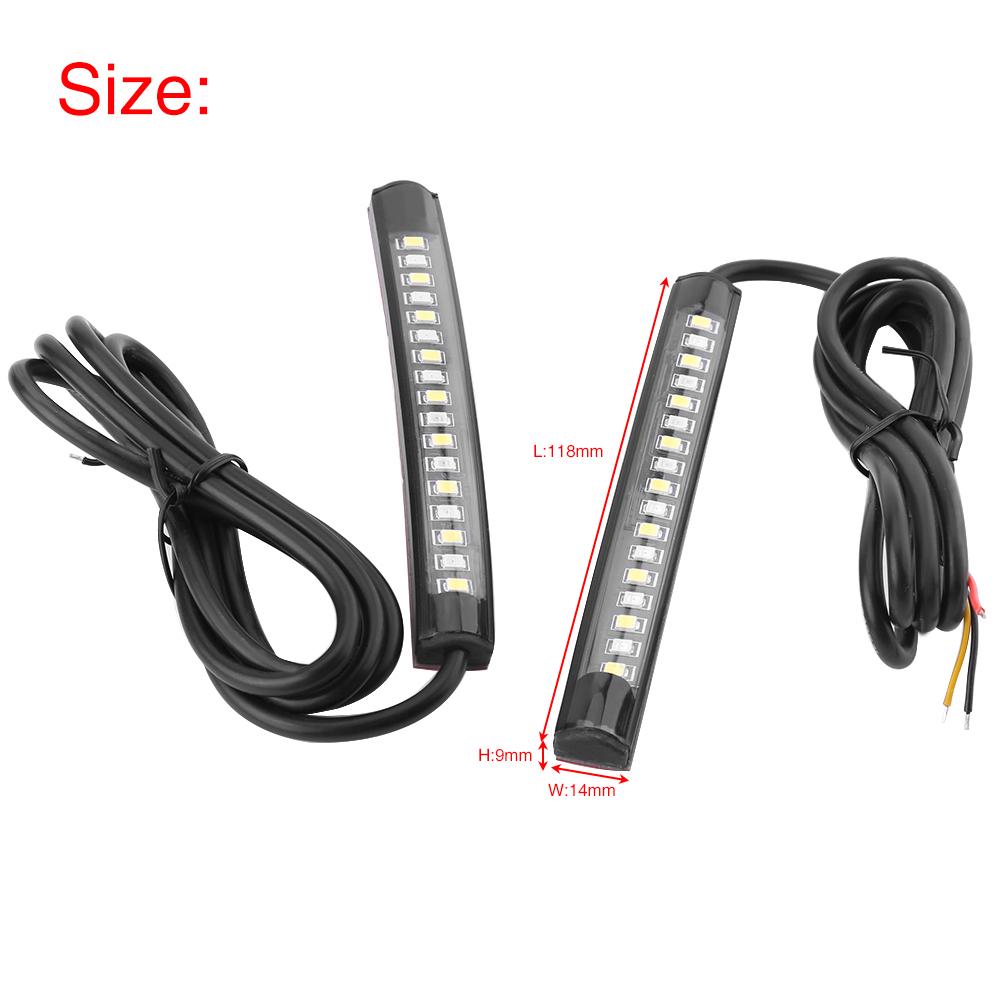 1 Pair Motorcycle Car Flexible 17 SMD LED Tail Light Strip Brake Stop Turn Signal Indicator