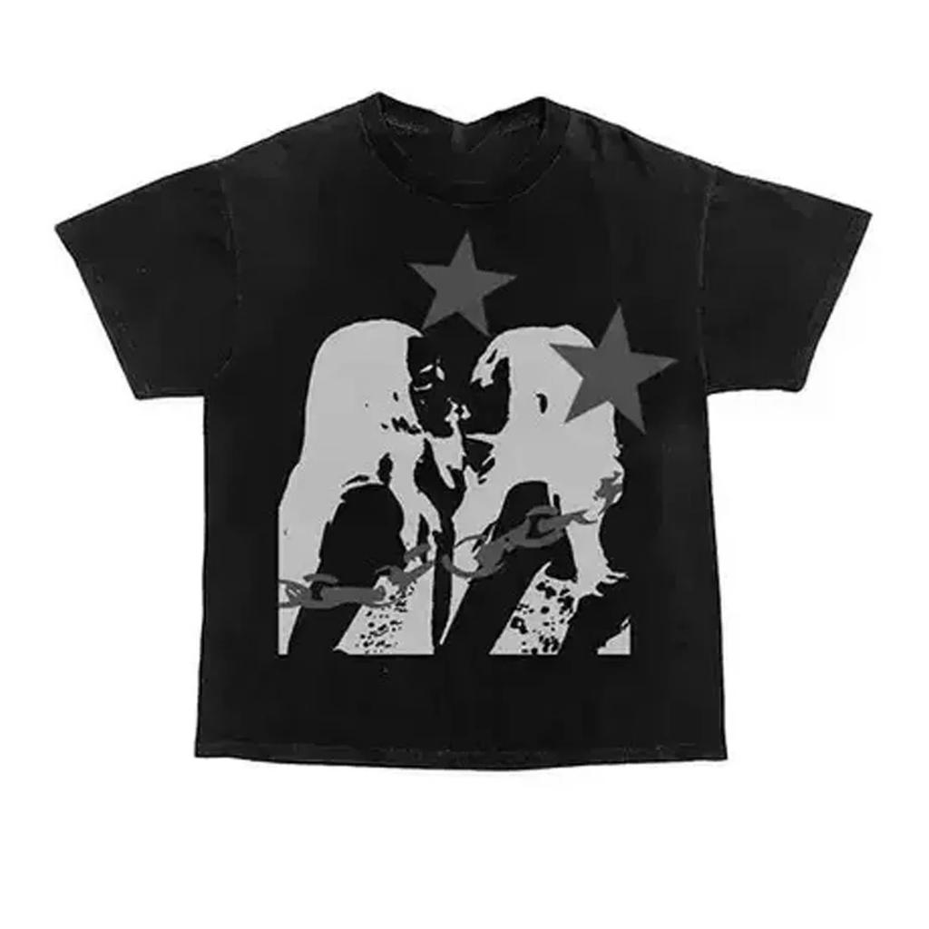 2026 Streetwear Y2K Printed T-shirt, Harajuku Style Loose Punk Short-sleeved Shirt Rock Gothic Retro Men's and Women's Casual Tops