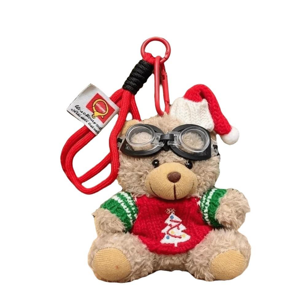 Stuffed Animal Goggles Plush Pendant Soft Fleece Christmas Doll Keychain  Winter Party