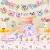 Butterfly Birthday Party Supplies, Butterfly Plates and Napkins Party Supplies-Butterfly Party Plates Cups Tablecloth&Butterfly Birthday Decors Banner