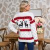 Autumn and winter knitted sweater christmas elk jacquard pullover crew neck top sweater women