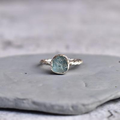 Raw Aquamarine Ring Healing Crystal Ring Sterling Silver Bohemian Handmade Ring Raw Gemstone Ring Bridesmaid Gift Gift for Her