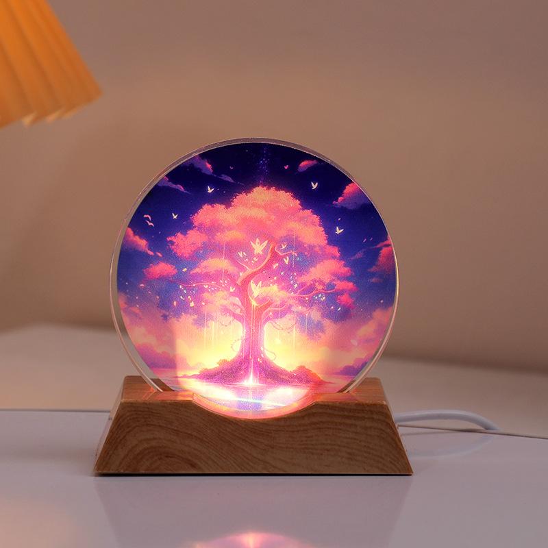 Crystal Disc Luminous Night Lamp Bedside Lamp Ambient Desk Lamp Creative Gift Desktop Decoration Ornament