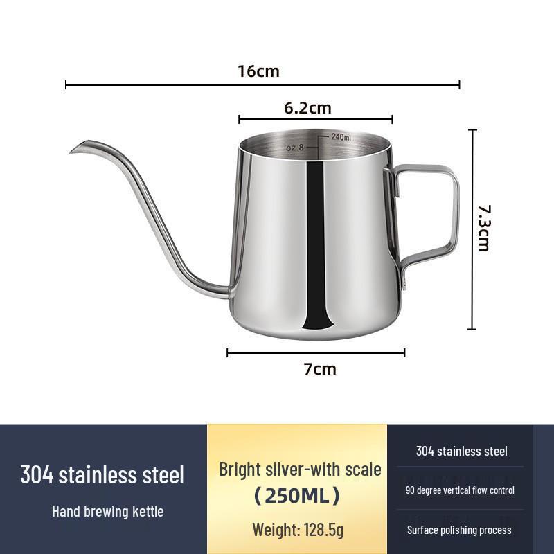 Černá teflonová nerezová mini konvička s husím krkem pro přípravu kávy metodou pour over