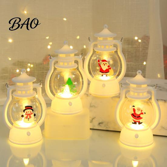 Battery Operated Night Light Christmas Lantern Light, Retro Santa/Snowman/Tree Handheld Oil Lamp with Holiday Gift for Children Warm LED, Cute