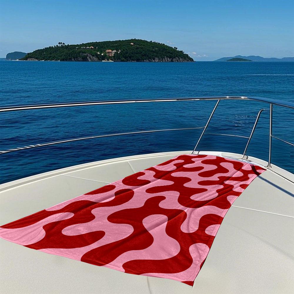 Artistic Red & Pink Fluid Pattern Quick Drying Bath Towel Microfiber beach towel light weight swimming camping yoga beach out