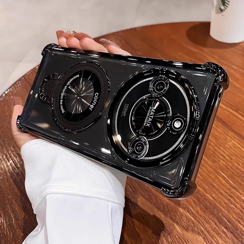 For Honor Magic 7 Lite 6 5 Lite X9C Case Magnetic Holder Luxury Plating Airbag Soft Silicone Transparent Shockproof Back Cover