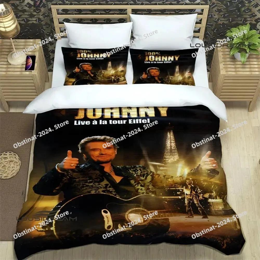 rock star Johnny Hallyday Bedding Set Duvet Cover Full Queen King Size Pillowcase Printed Bed Set Aldult Kid Bedroom Single Twin