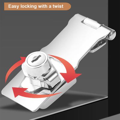 Hasp Key Lock 90 Degree Rotation 4 Inch Drawer Locks Punch-free with Lock Double Door Cabinet Lock with Screw Furniture Hardware