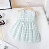 Girls Summer Cotton Floral Princess Dress With Lace Collar Short Sleeve Midi Length Baby Girl Cute Casual Dress