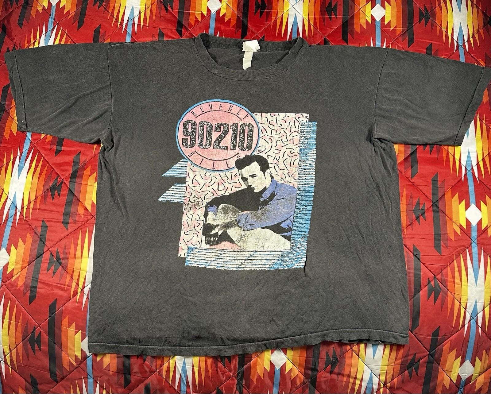 Vintage Beverly Hills 90210 TV Show Promo T- Luke Perry Dillon Black XL Unisex T-Shirt L
