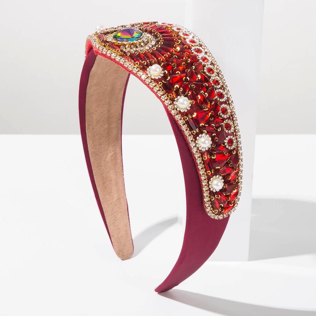 Schwere Arbeit Krone Stil Kristall Stirnband Sonnenstrahl Muster Großer Strass Haarreifen Statement Schönheitswettbewerb Diademe Haarband